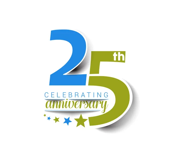 25º Aniversario Celebración Diseño . — Vector de stock