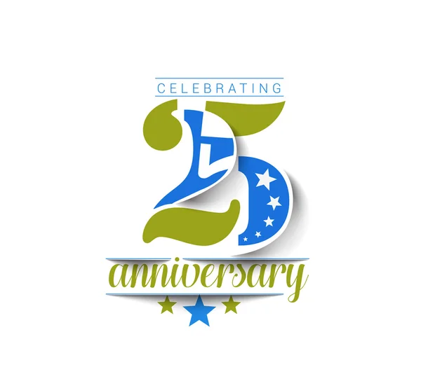 25º Aniversario Celebración Diseño . — Vector de stock