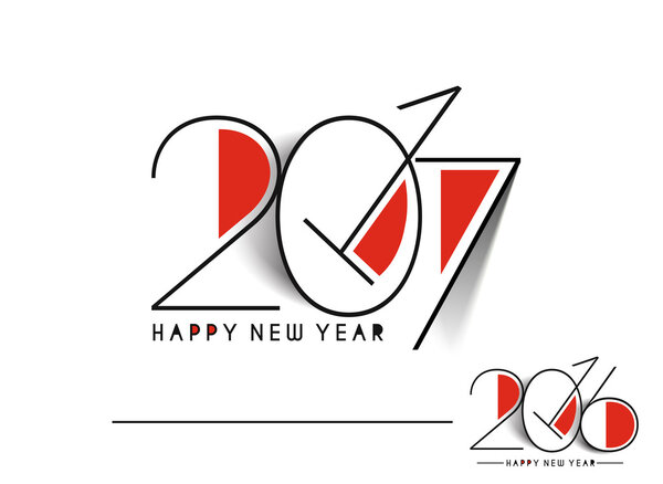 Happy new year 2017 & 2016 Text Design vector