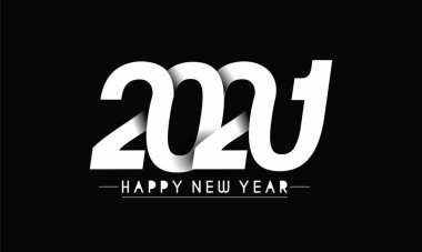 Mutlu yıllar 2021 Metin Tasarım Afişi, Vektör illüstrasyonu.