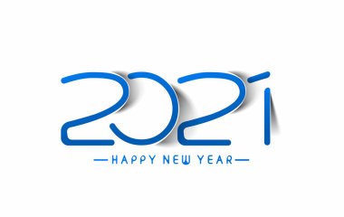 Mutlu yıllar 2021 Metin Tasarım Afişi, Vektör illüstrasyonu.