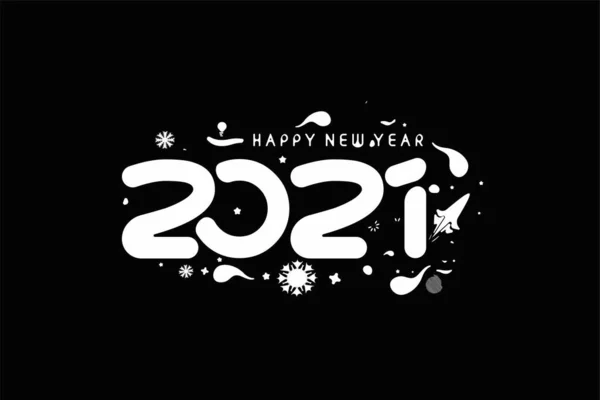 Happy New Year 2021 Text Typography Design Banner Poster Vector — 스톡 벡터