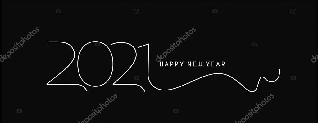 Happy New Year 2021 Text Typography Design Banner Poster, Vector illustration.