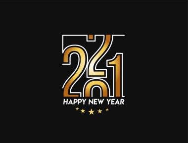 Mutlu yıllar 2021 Metin Tasarım Afişi, Vektör illüstrasyonu.