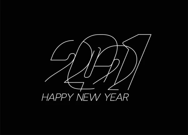 Happy New Year 2021 Text Typography Design バナーポスター ベクターイラスト — ストックベクタ