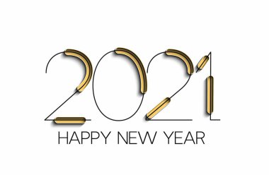 Mutlu yıllar 2021 Metin Tasarım Paterni, Vektör illüstrasyonu.