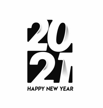 Mutlu yıllar 2021 Metin Tasarım Paterni, Vektör illüstrasyonu.