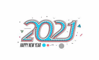 Mutlu yıllar 2021 Metin Tasarım Paterni, Vektör illüstrasyonu.
