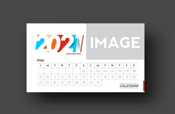 Felice Anno Nuovo 2021 Calendario Capodanno Elementi Design Vacanze Biglietti — Vettoriale Stock