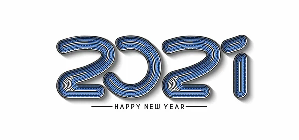 Happy New Year 2021 Text Typography Design Patter Vector Illustration — 스톡 벡터