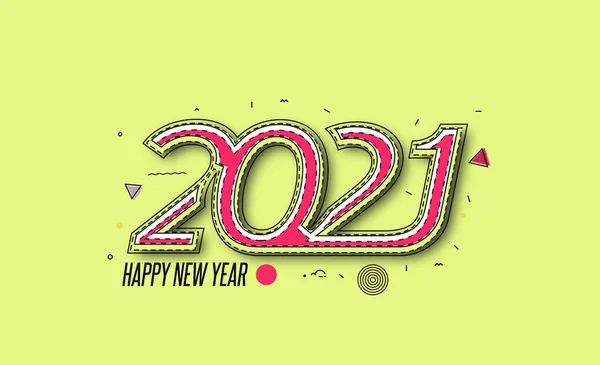 Happy New Year 2021 Text Typography Design Patter Vector Illustration — Stock Vector