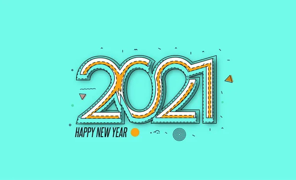 Gelukkig Nieuwjaar 2021 Tekst Typografie Ontwerp Patter Vector Illustratie — Stockvector