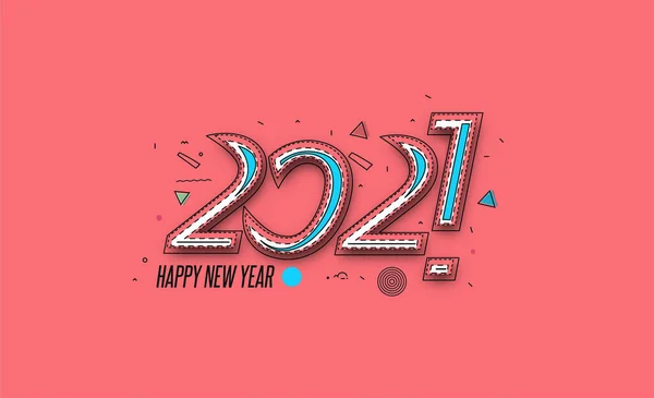 Happy New Year 2021 Text Typography Design Patter Vector Illustration — 스톡 벡터