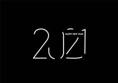 Mutlu yıllar 2021 Metin Tasarım Paterni, Vektör illüstrasyonu.