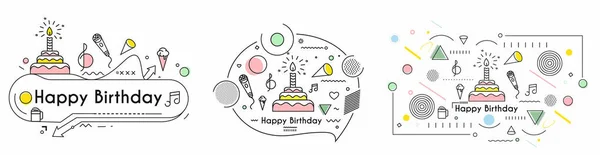Иллюстрация Вектора Иконы Торта День Рождения Напиши Днем Рождения Торт — стоковый вектор