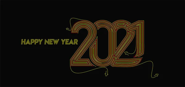 Frohes Neues Jahr 2021 Text Typografie Design Patter Vektorillustration — Stockvektor