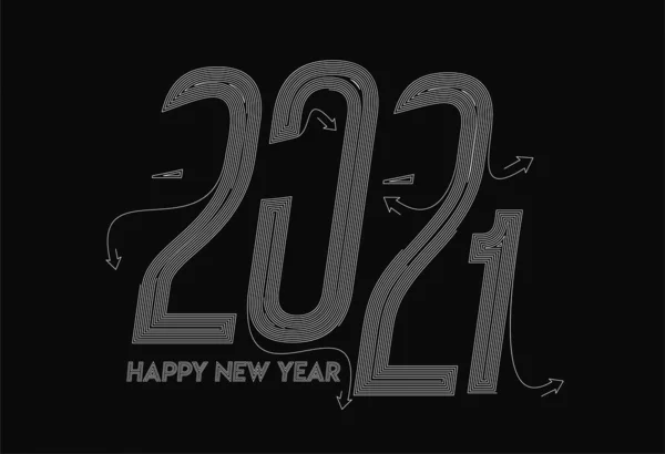 Szczęśliwego Nowego Roku 2021 Tekst Typografia Wzór Projektu Wektor Ilustracji — Wektor stockowy
