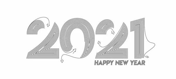 Happy New Year 2021 Text Typography Design Patter Vector Illustration — 스톡 벡터