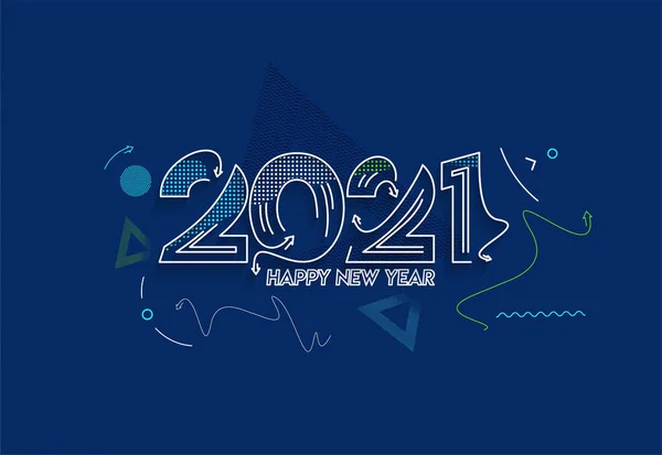 Happy New Year 2021 Text Typography Design Patter Vector Illustration — 스톡 벡터