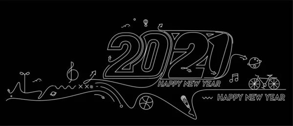 Šťastný Nový Rok 2021 Text Typografie Design Vzor Vektorové Ilustrace — Stockový vektor