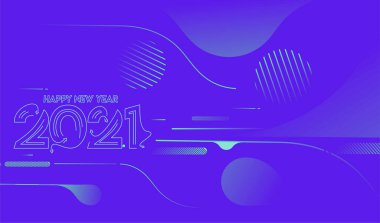 Soyut Mutlu Yıllar 2021 Metin Tasarım Şablonu, Vektör illüstrasyonu.