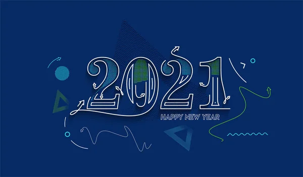 Feliz Ano Novo 2021 Texto Tipografia Design Patter Ilustração Vetorial — Vetor de Stock