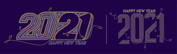 一套快乐的2021年新年文字字体设计模式 矢量图解 — 图库矢量图片