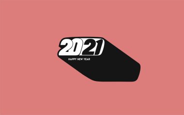 Mutlu yıllar 2021 Metin Tasarım Paterni, Vektör illüstrasyonu.