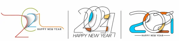 Набір Щасливого Нового 2021 Року Текстовий Патерн Друку Векторні Ілюстрації — стоковий вектор