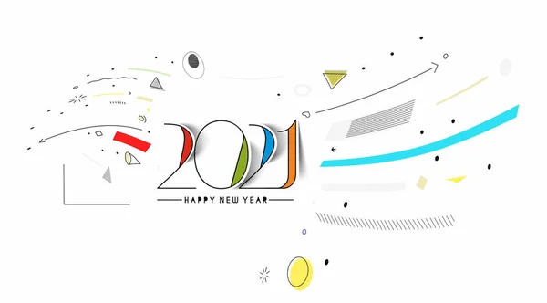 Felice Anno Nuovo 2021 Testo Tipografia Design Patter Illustrazione Vettoriale — Vettoriale Stock