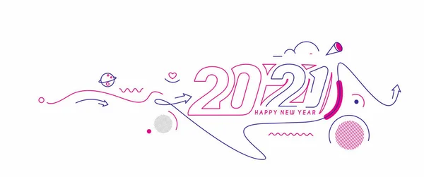 Feliz Año Nuevo 2021 Texto Tipografía Diseño Patter Vector Ilustración — Vector de stock