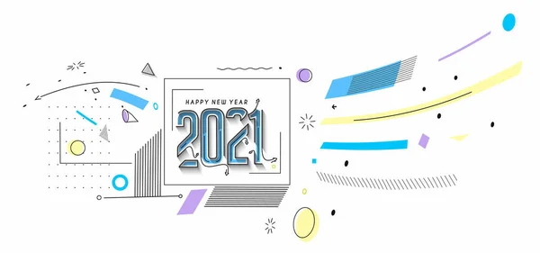Boldog Évet 2021 Szöveg Tipográfia Design Patter Vektor Illusztráció — Stock Vector