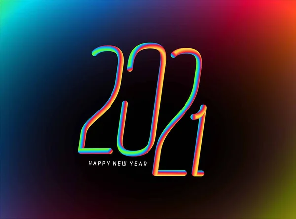 Happy New Year 2021 Text Typography Design Patter Vector Illustration — Stock Vector