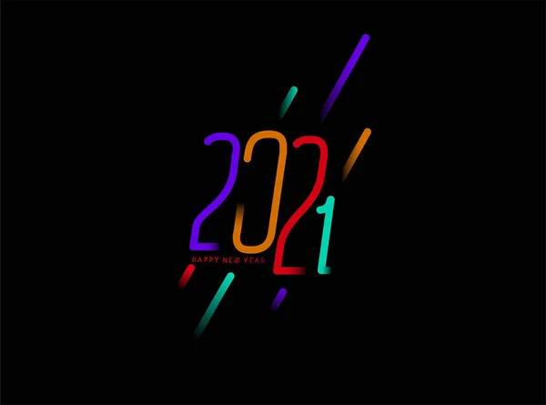 Happy New Year 2021 Text Typography Design Patter Vector Illustration — 스톡 벡터