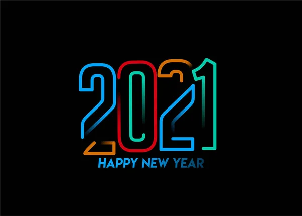 Happy New Year 2021 Text Typography Design Poster Vector Illustration — 스톡 벡터