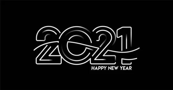 Happy New Year 2021 Text Typography Design Poster Vector Illustration — 스톡 벡터