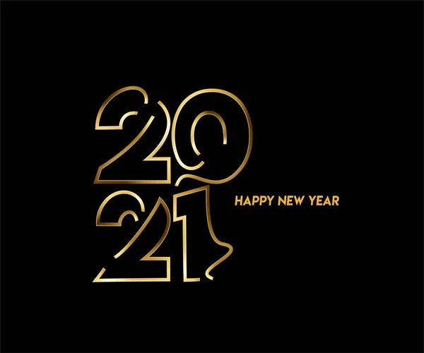 Καλή Χρονιά 2021 Χρυσό Κείμενο Τυπογραφία Σχεδιασμός Αφίσα Vector Illustration — Διανυσματικό Αρχείο