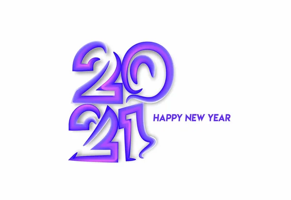 Feliz Año Nuevo 2021 Texto Tipografía Diseño Cartel Vector Ilustración — Vector de stock