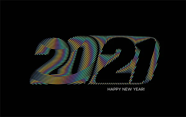 Happy New Year 2021 Text Typography Design Poster Vector Illustration — Stock Vector