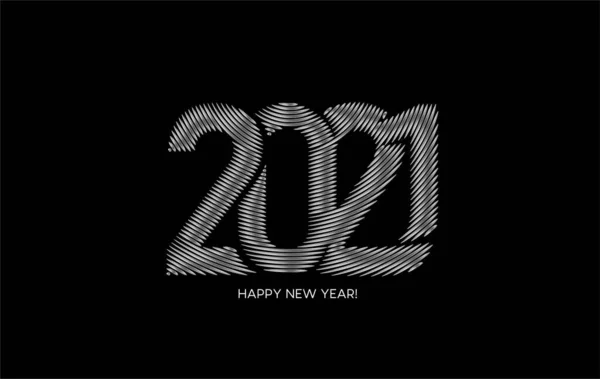 Gelukkig Nieuwjaar 2021 Silver Text Typografie Ontwerp Poster Vector Illustratie — Stockvector