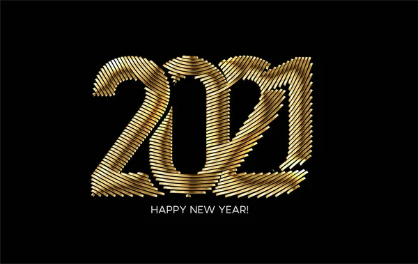 Happy New Year 2021 Gold Text Typography Design Poster Vector — Stock Vector