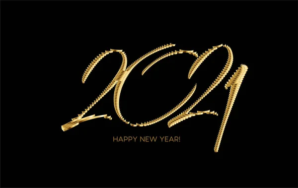 Feliz Ano Novo 2021 Cartaz Design Tipografia Texto Dourado Ilustração — Vetor de Stock