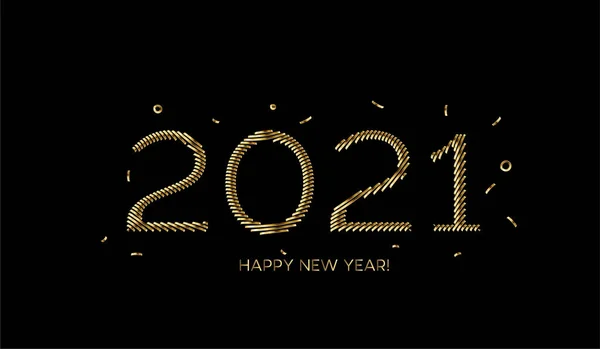 Šťastný Nový Rok 2021 Zlatý Text Typografie Design Plakát Vektorové — Stockový vektor