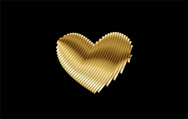Symbol Zlatá Ikona Srdce Láska Valentýn Znamení Vektor Grafiky — Stockový vektor