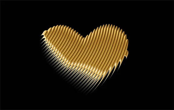 Heart Gold Icon Love Symbool Valentijnsdag Teken Vectorgrafiek — Stockvector