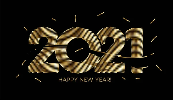 Mutlu Yıllar 2021 Altın Metin Tipografi Tasarım Posteri Vektör Illüstrasyonu — Stok Vektör