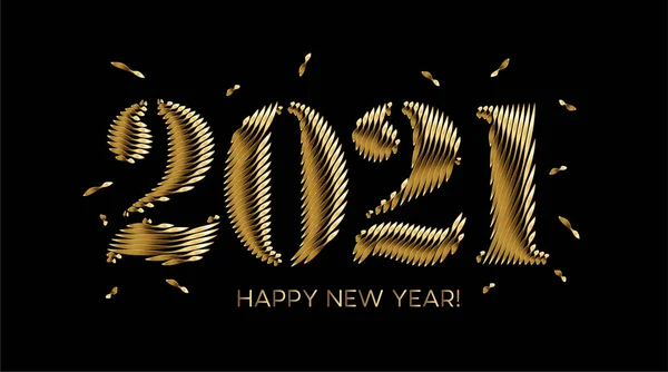 2021年あけましておめでとうございます 金文字タイポグラフィーデザインポスター ベクトルイラスト — ストックベクタ