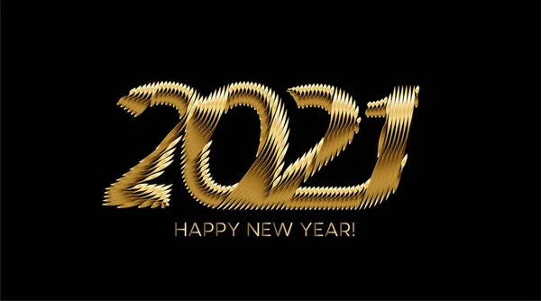 Mutlu Yıllar 2021 Altın Metin Tipografi Tasarım Posteri Vektör Illüstrasyonu — Stok Vektör