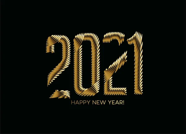 Szczęśliwego Nowego Roku 2021 Złoty Tekst Typografia Projekt Plakat Wektor — Wektor stockowy