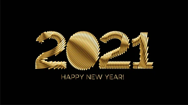 Happy New Year 2021 Gold Text Typography Design Poster Vector — 스톡 벡터
